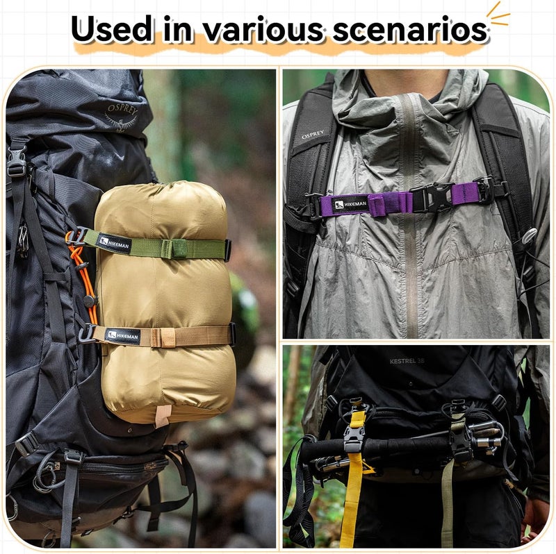HIKEMAN 4 Pcs Tactical Molle System Backpack Straps and Buckles Set -Adjustable 19.49" Pack Attachment Strap Accessories(Black) - Image 4
